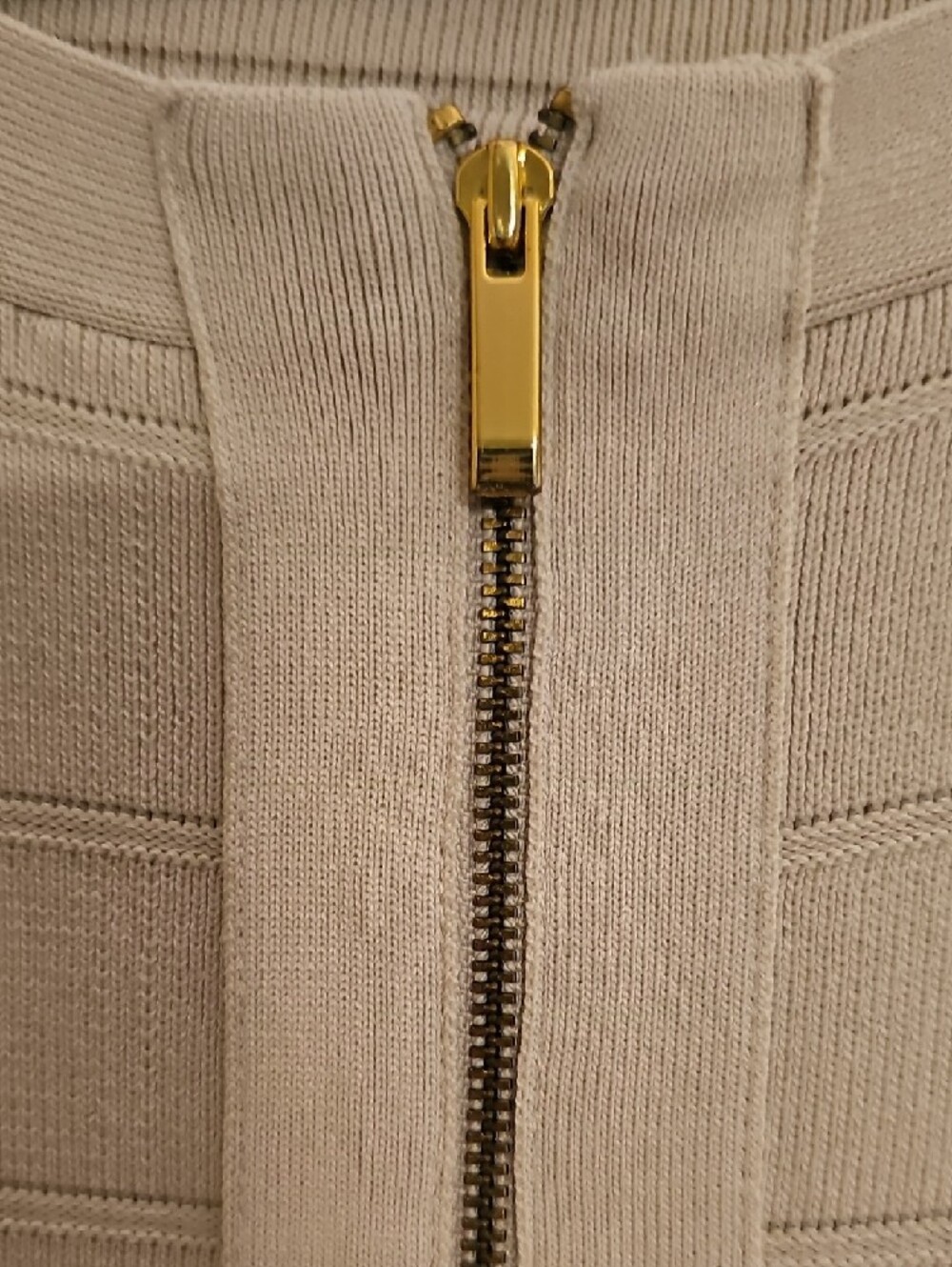 Lane Bryant Beige Zip-Front Ribbed Top - Picture 3 of 6